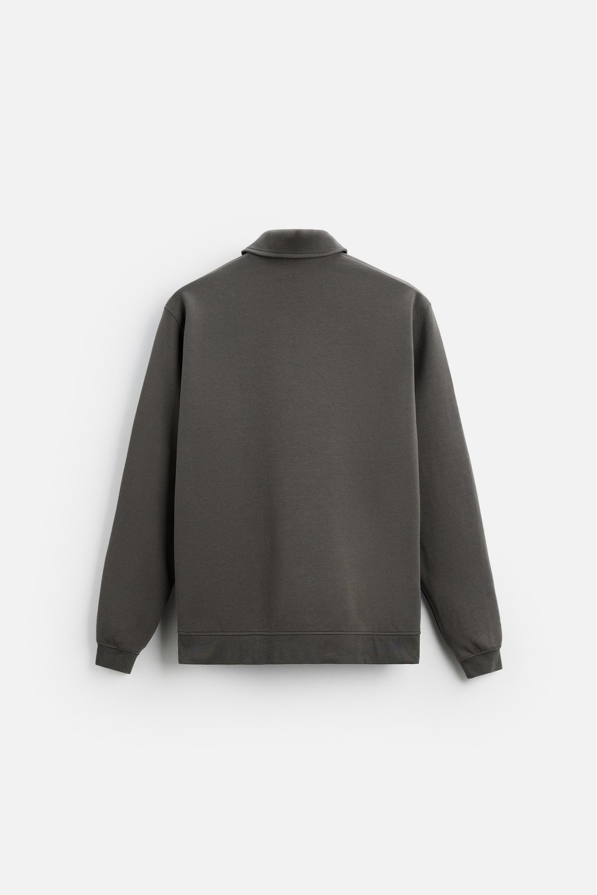 Katoen polo half zip grijs