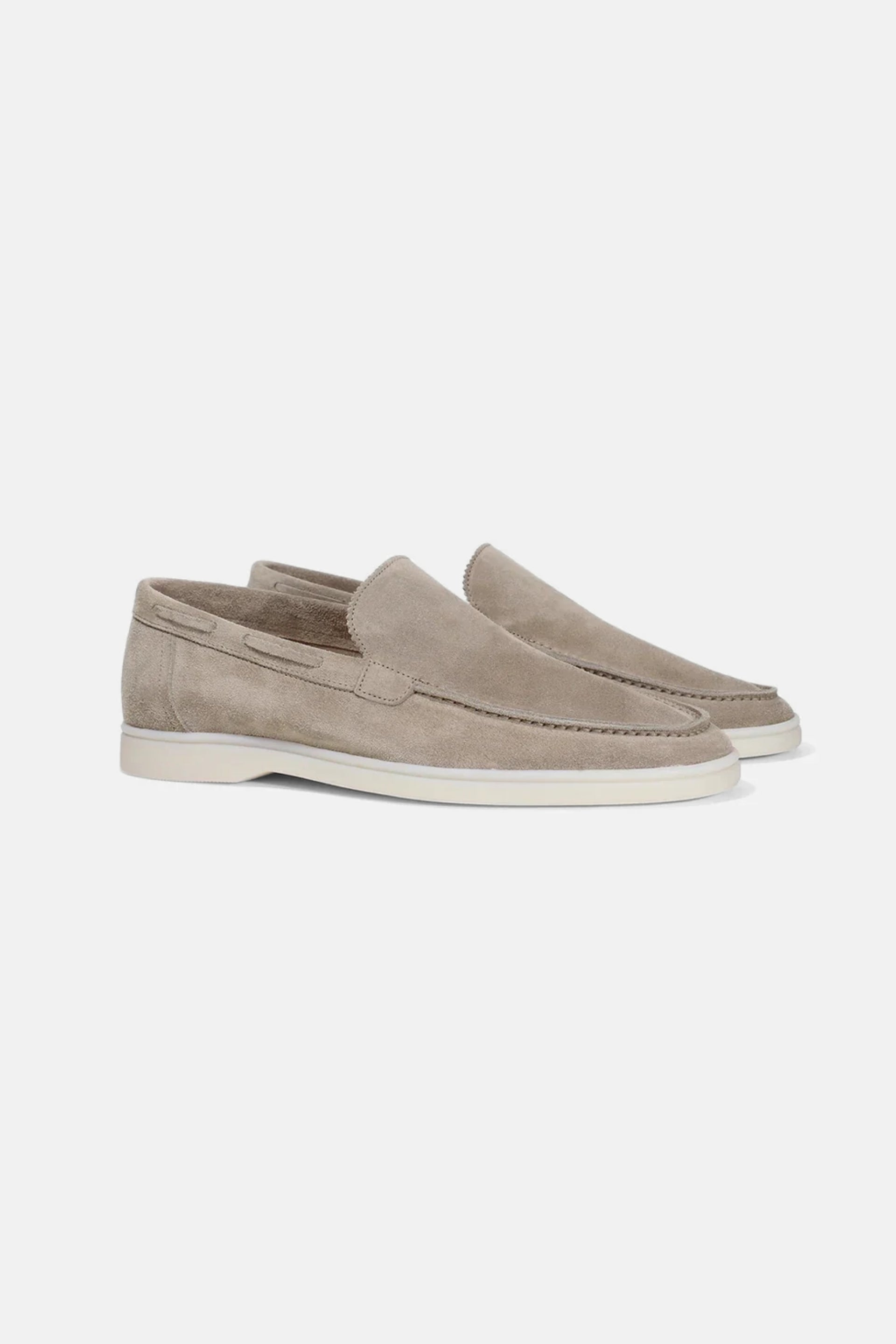 Lage suede loafers licht beige