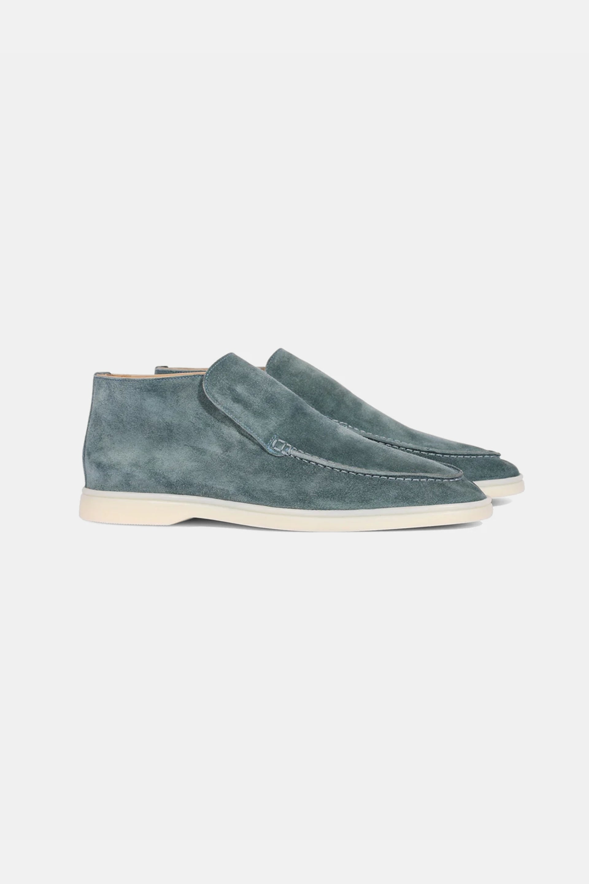Hoge suede loafers sea blue