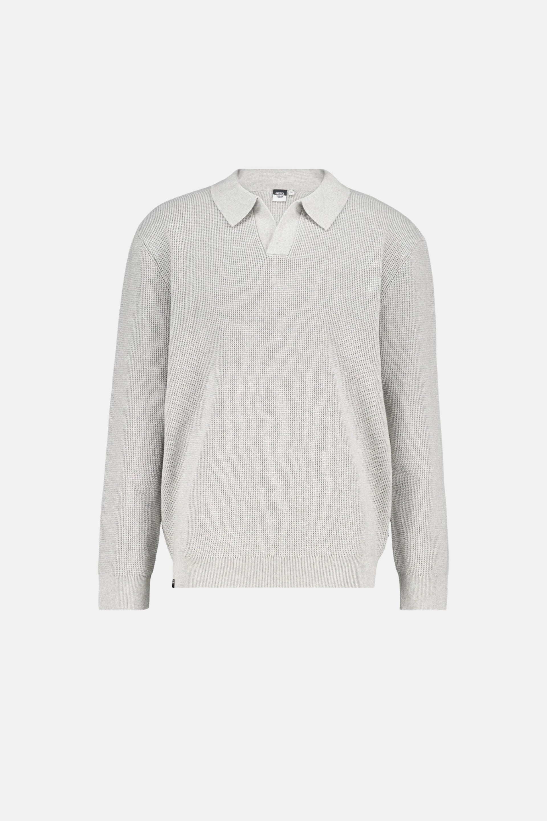 Katoenen polo trui met structuur grijs