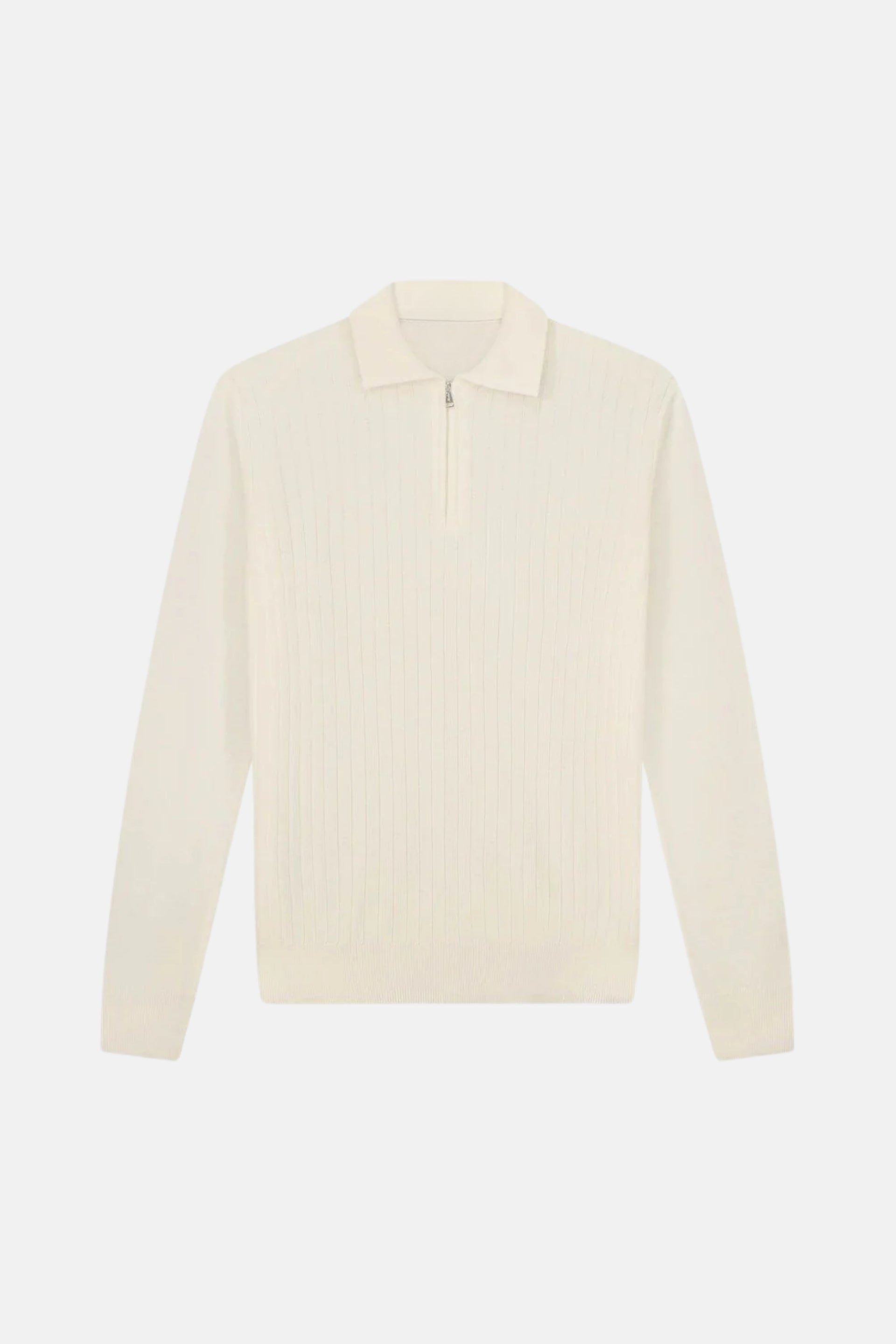 cashwool polo lang halve rits wit