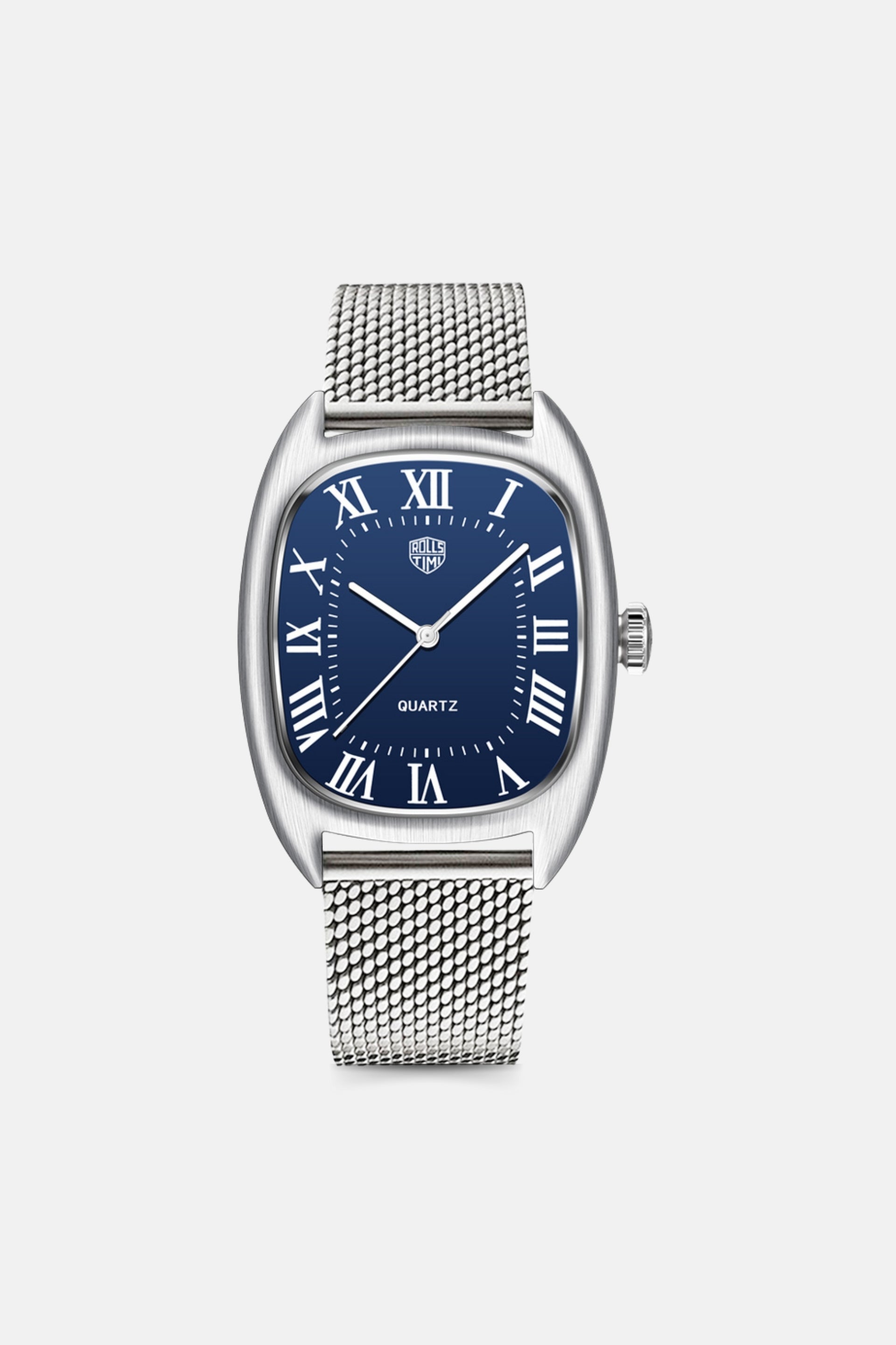 Classic horloge vierkant zilver / blauw