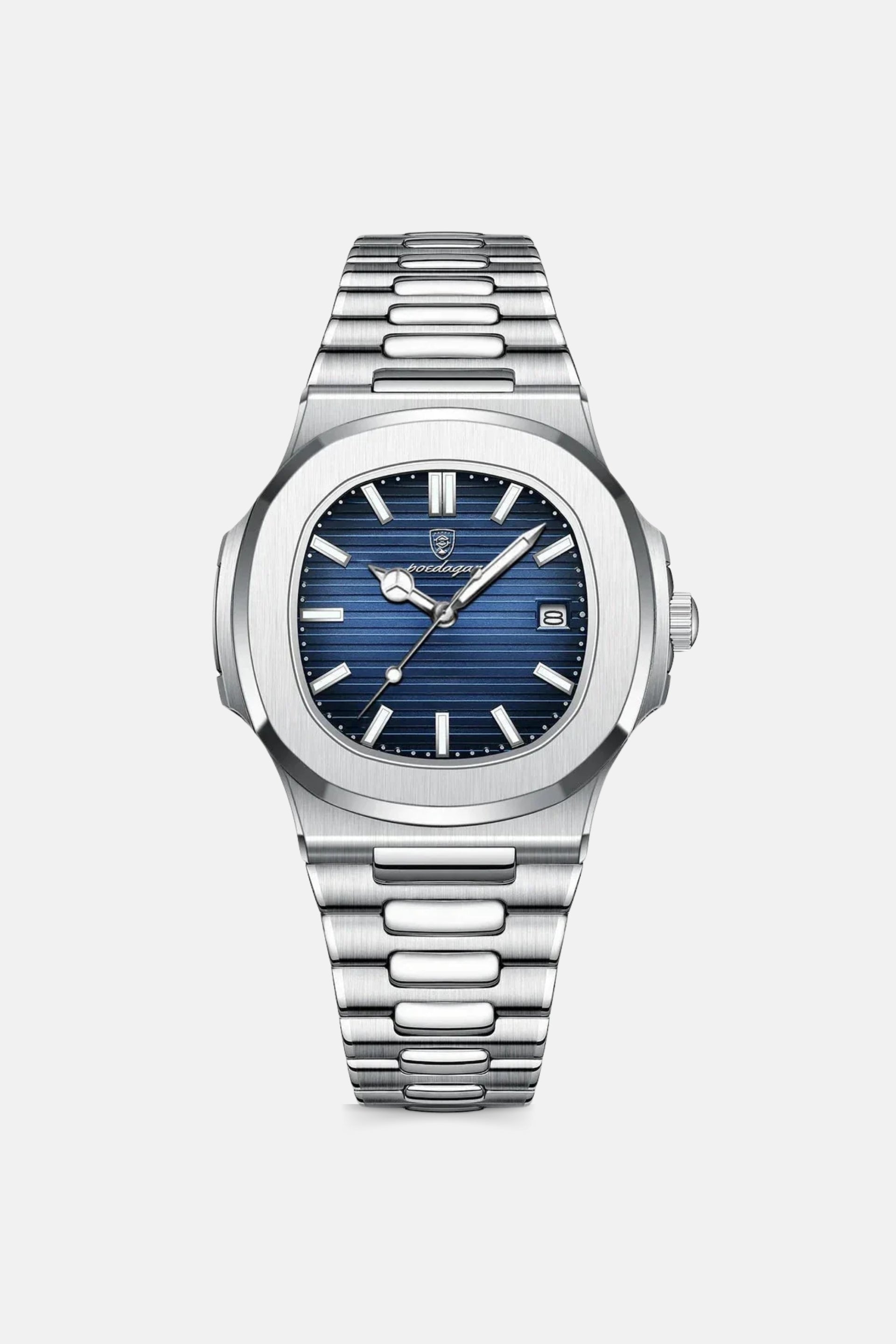 Monaco horloge zilver blauw