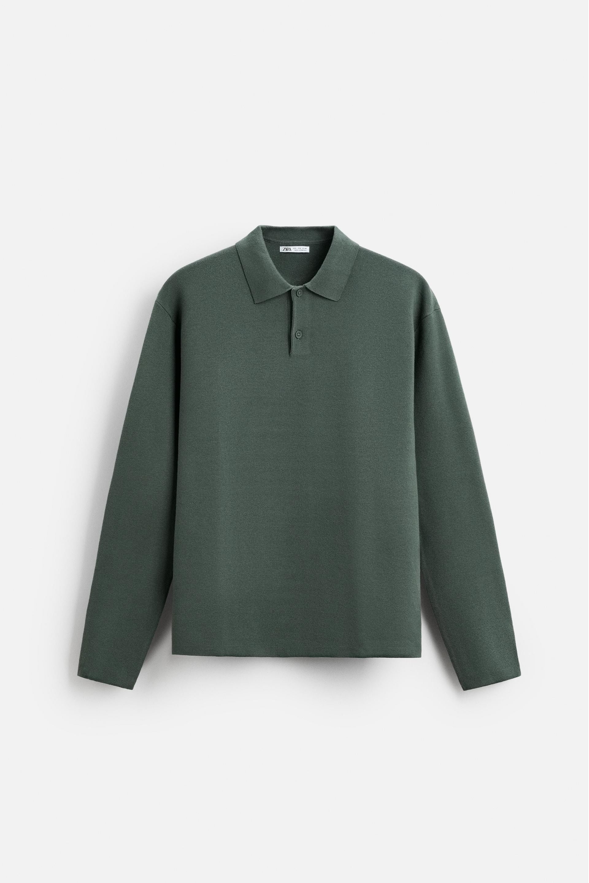 Katoen polo knoopjes lang groen
