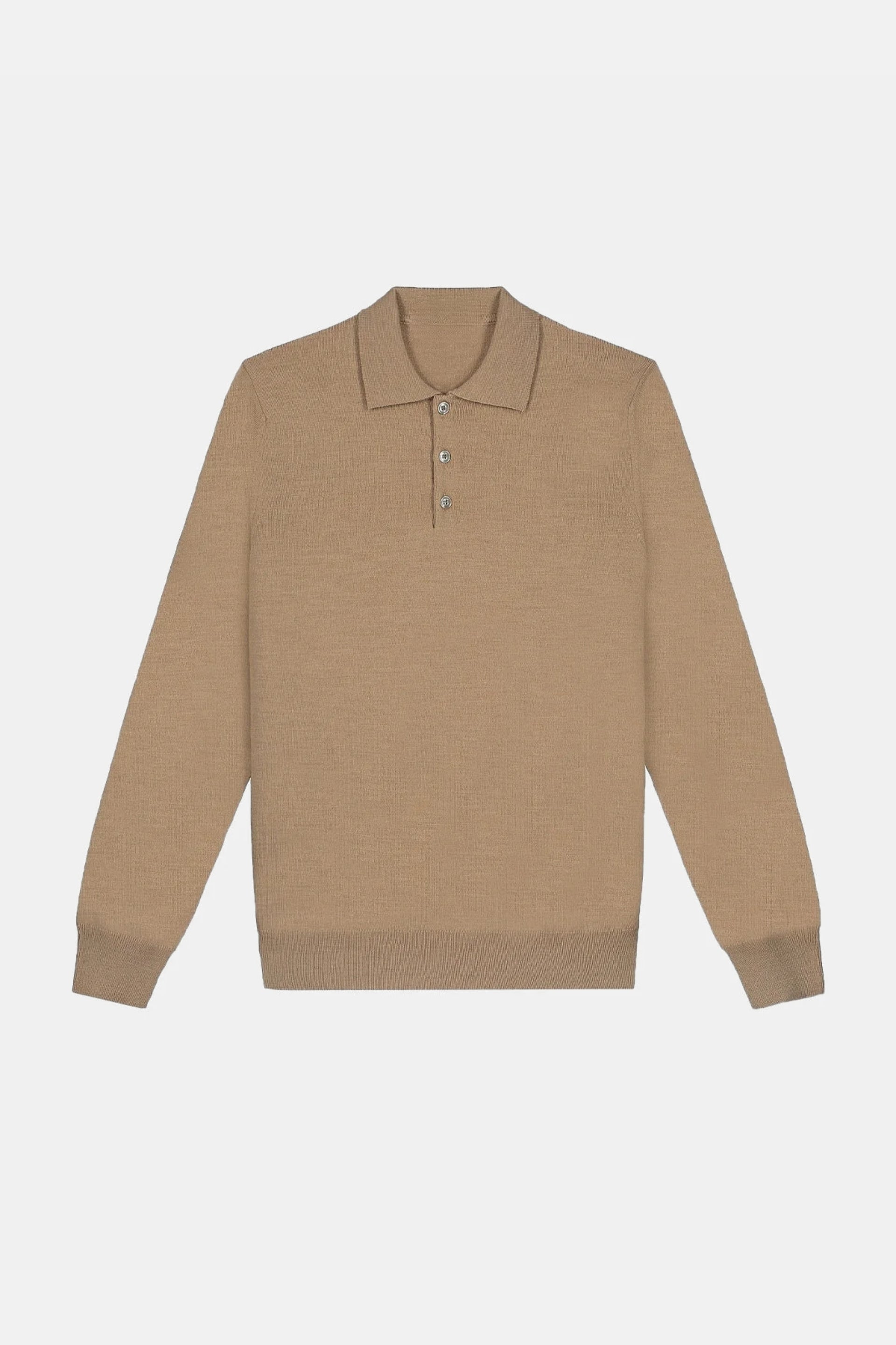 Cashwool polo knoopjes lang caramel