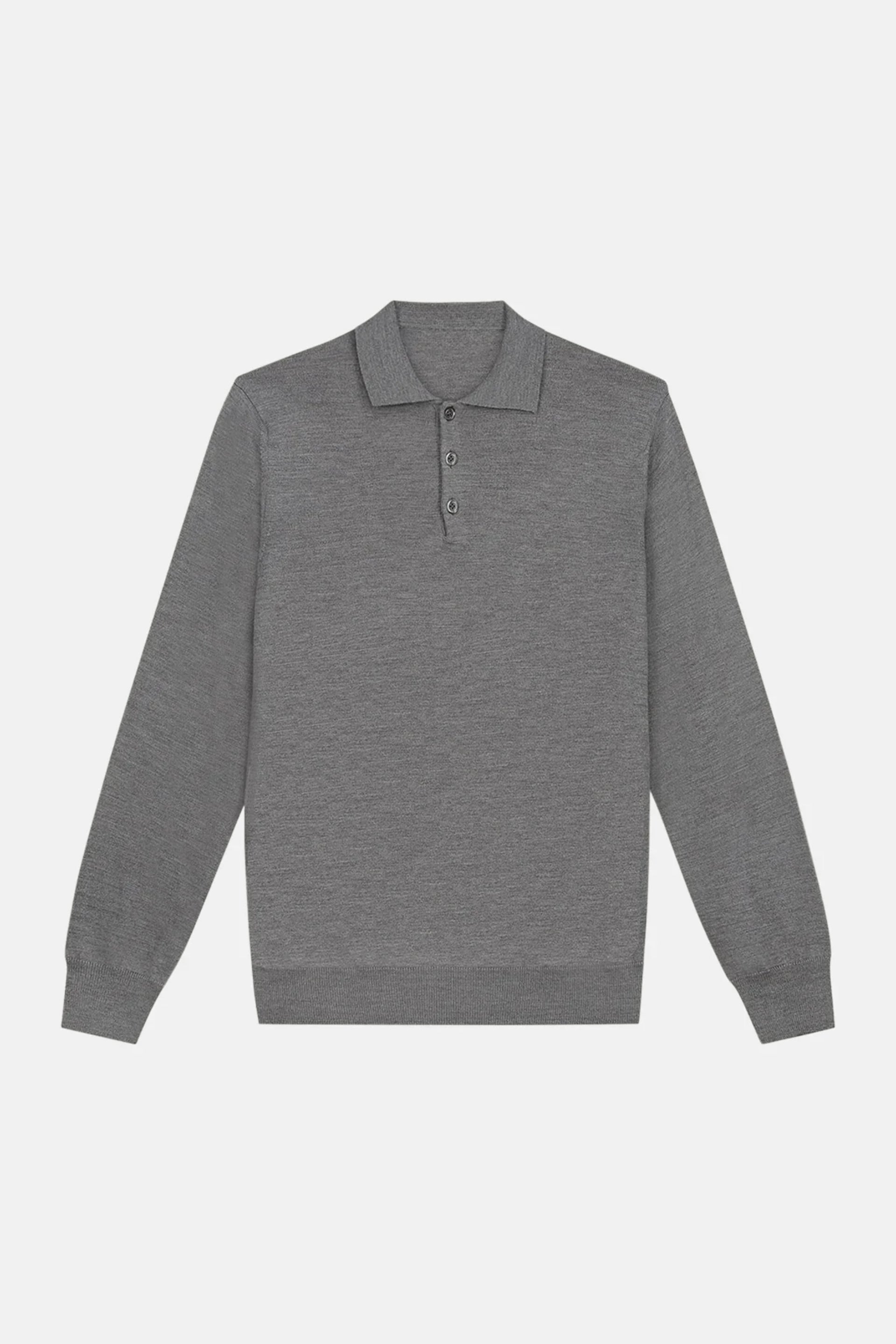 Cashwool polo knoopjes lang grijs
