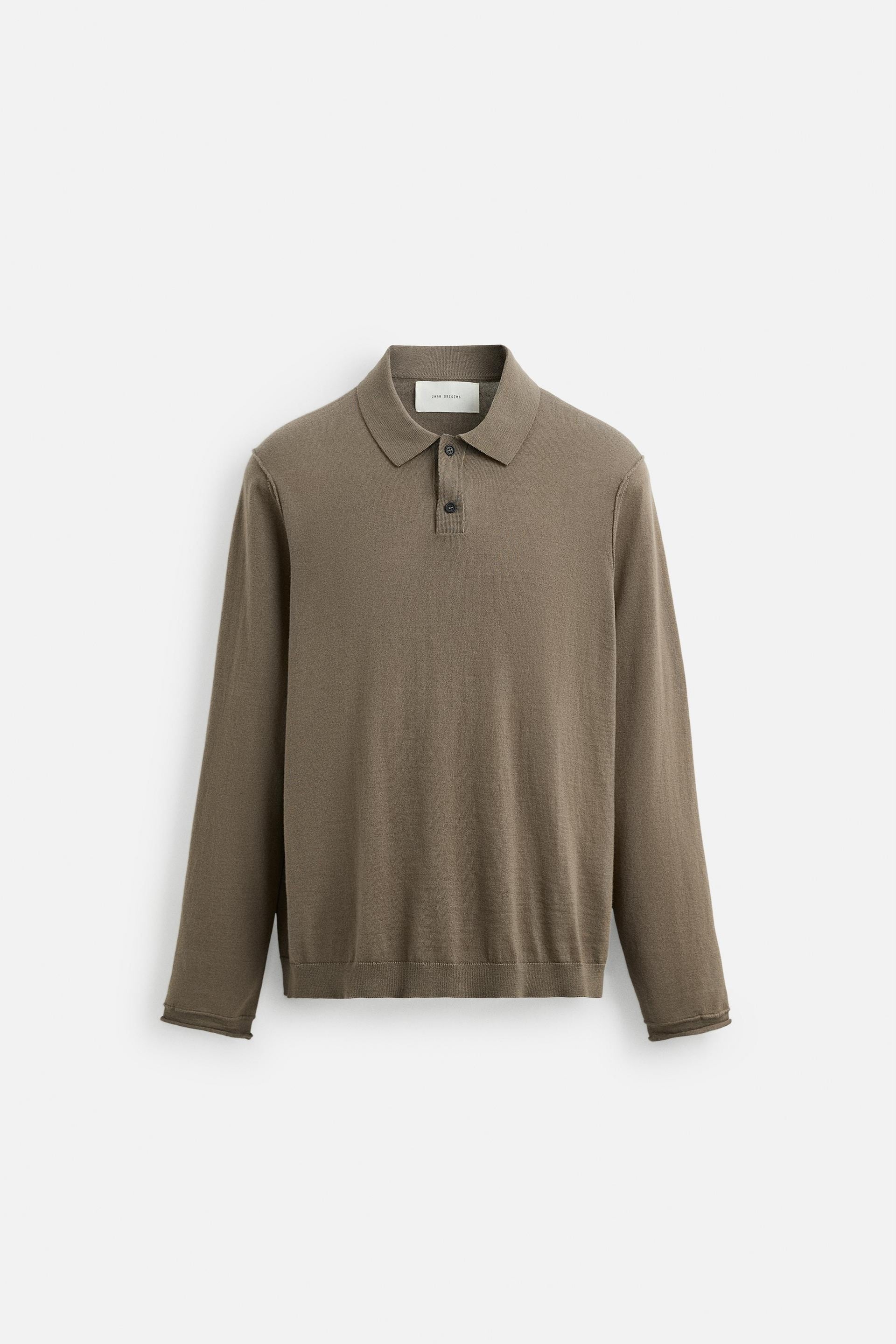 Kasjmier polo knoopjes lang lichtbruin