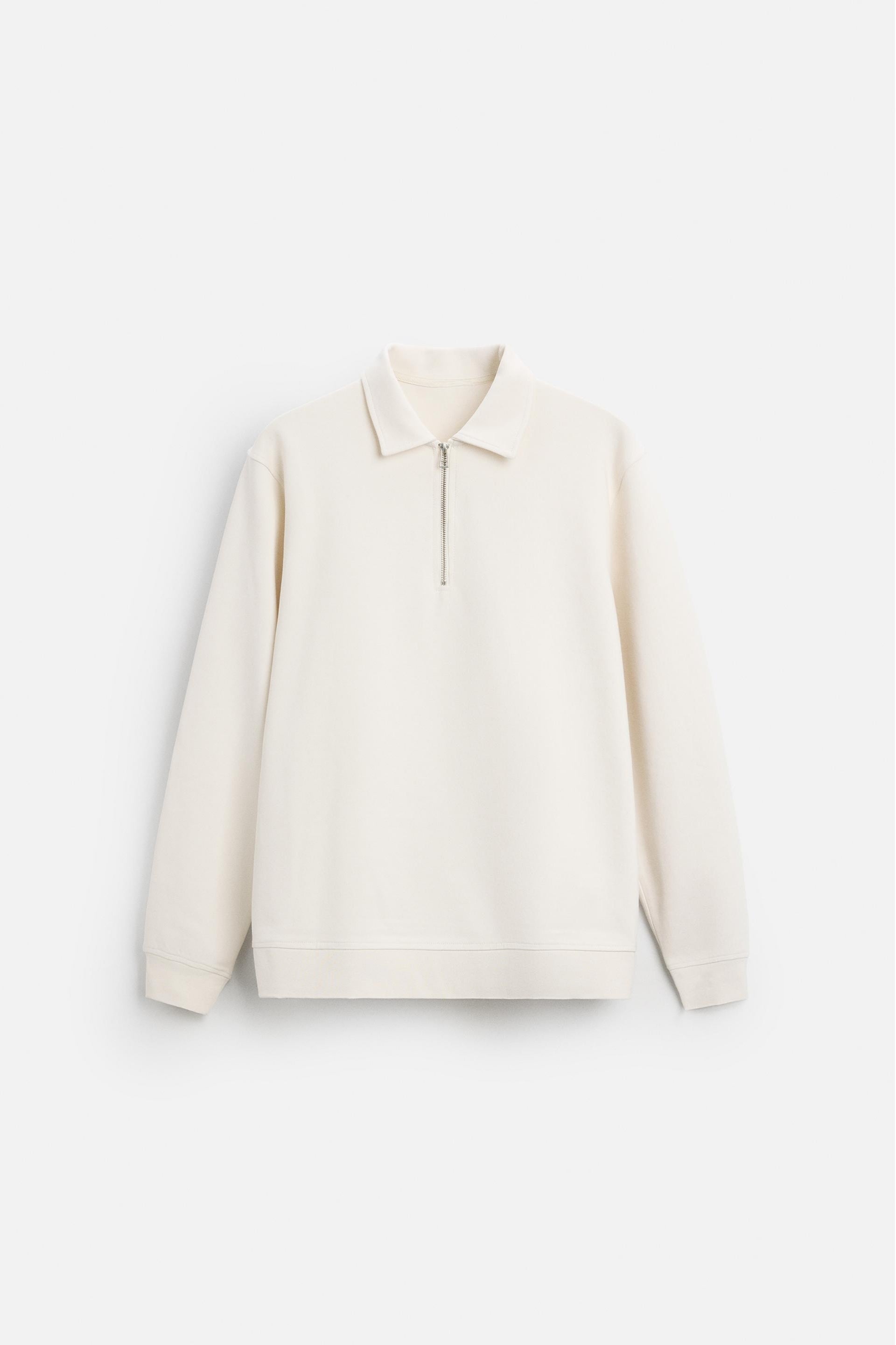 Katoen polo half zip wit