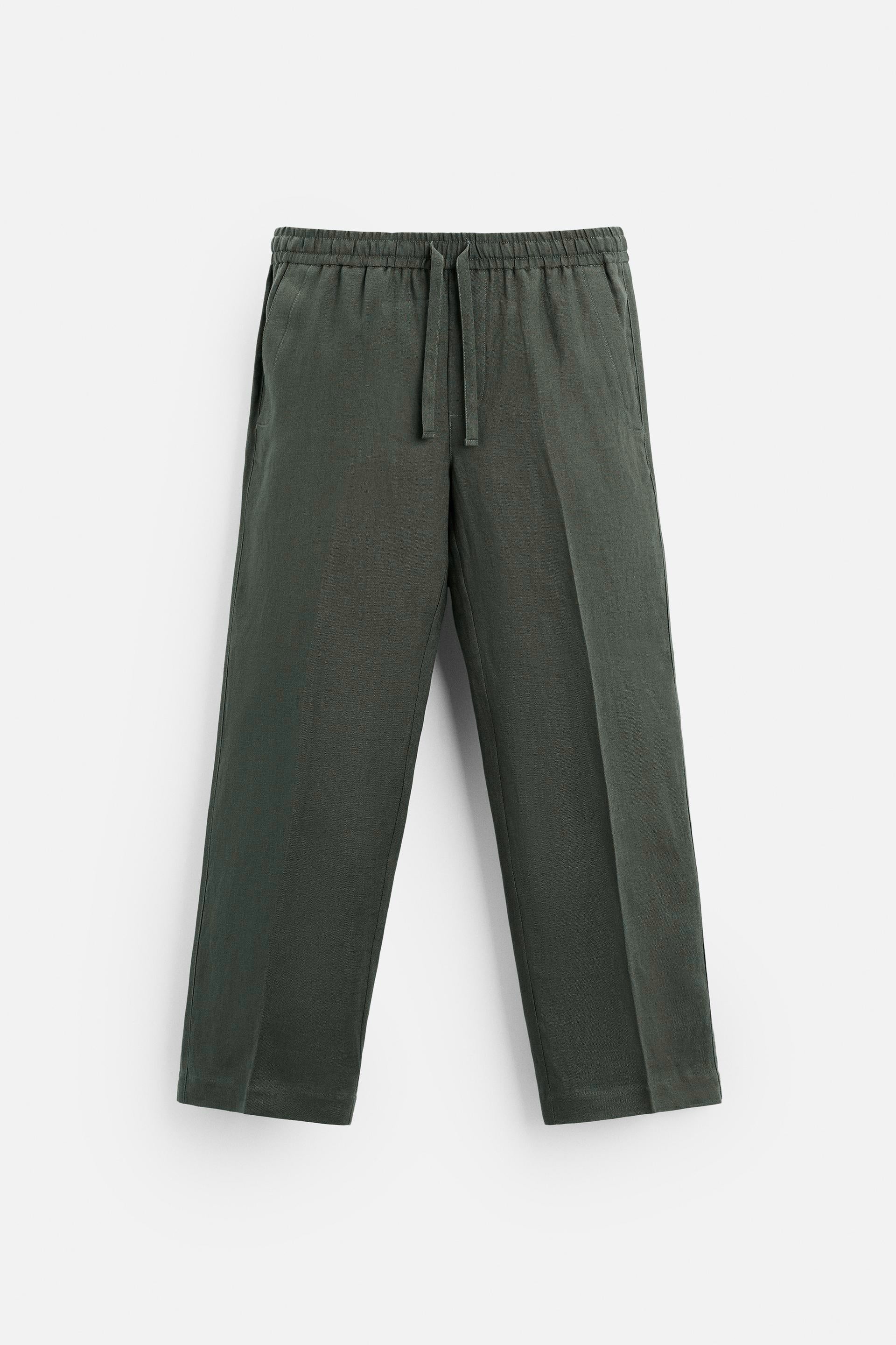 Linnen broek licht legergroen