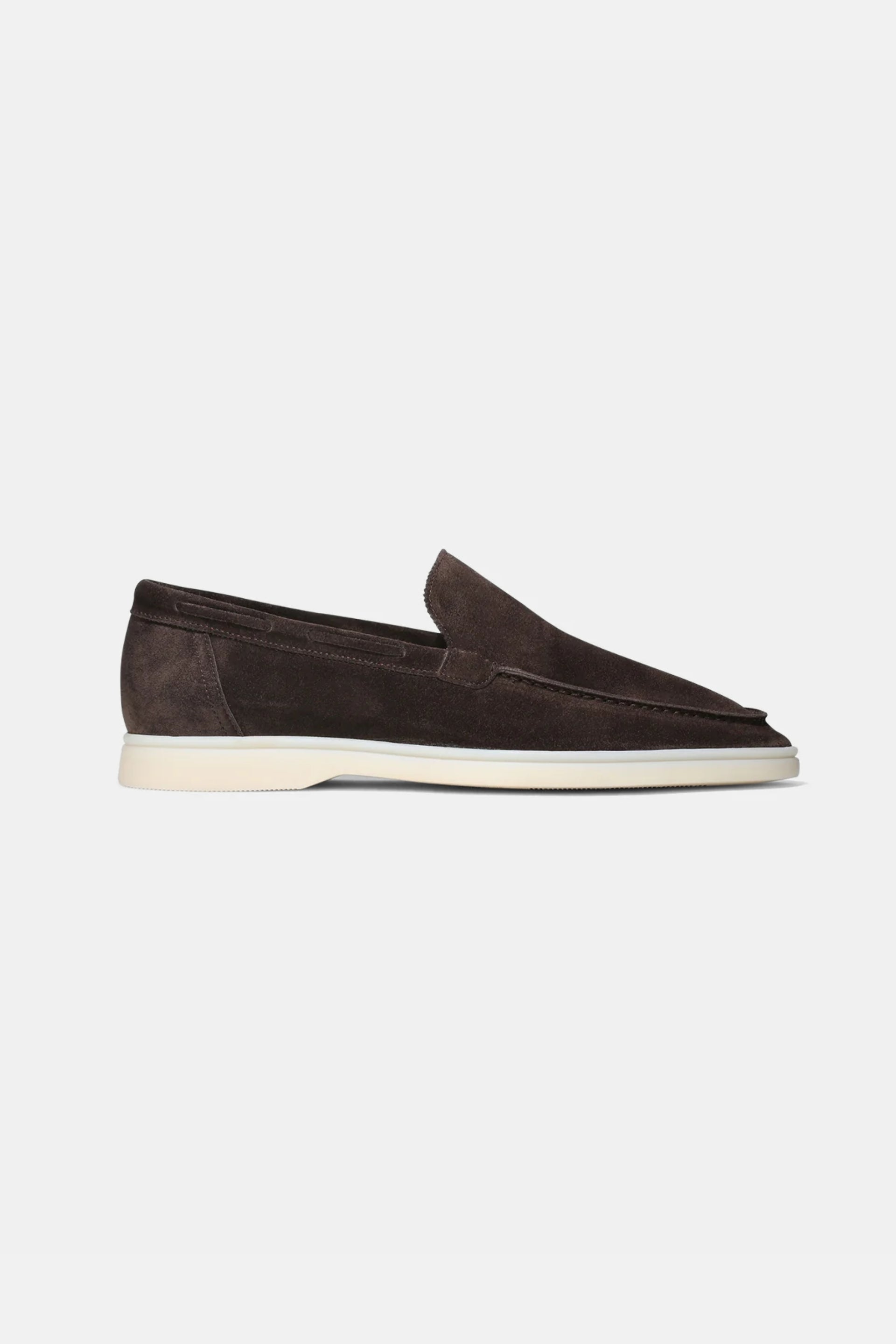 Lage suede loafers donkerbruin