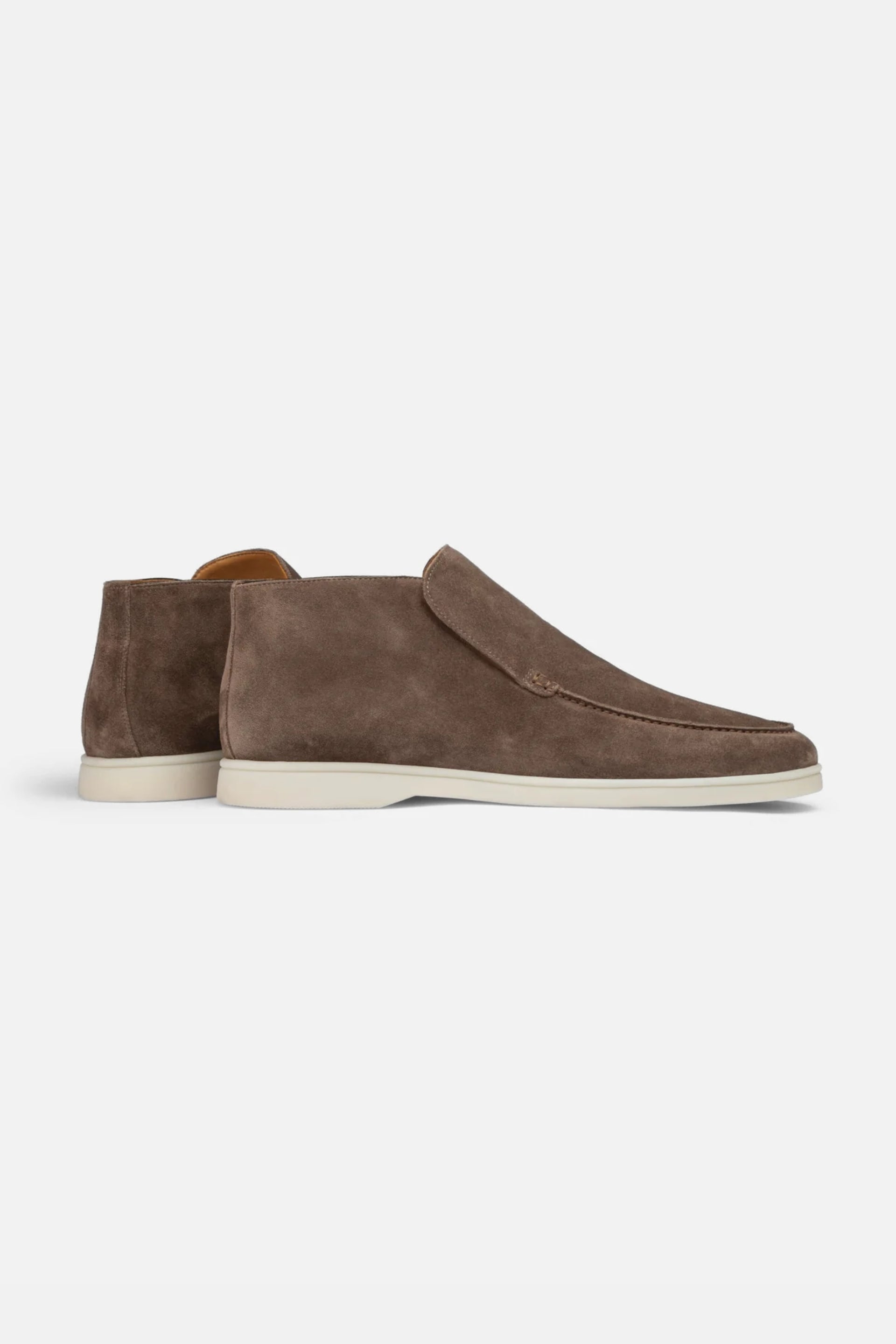 Hoge suede loafers bruin