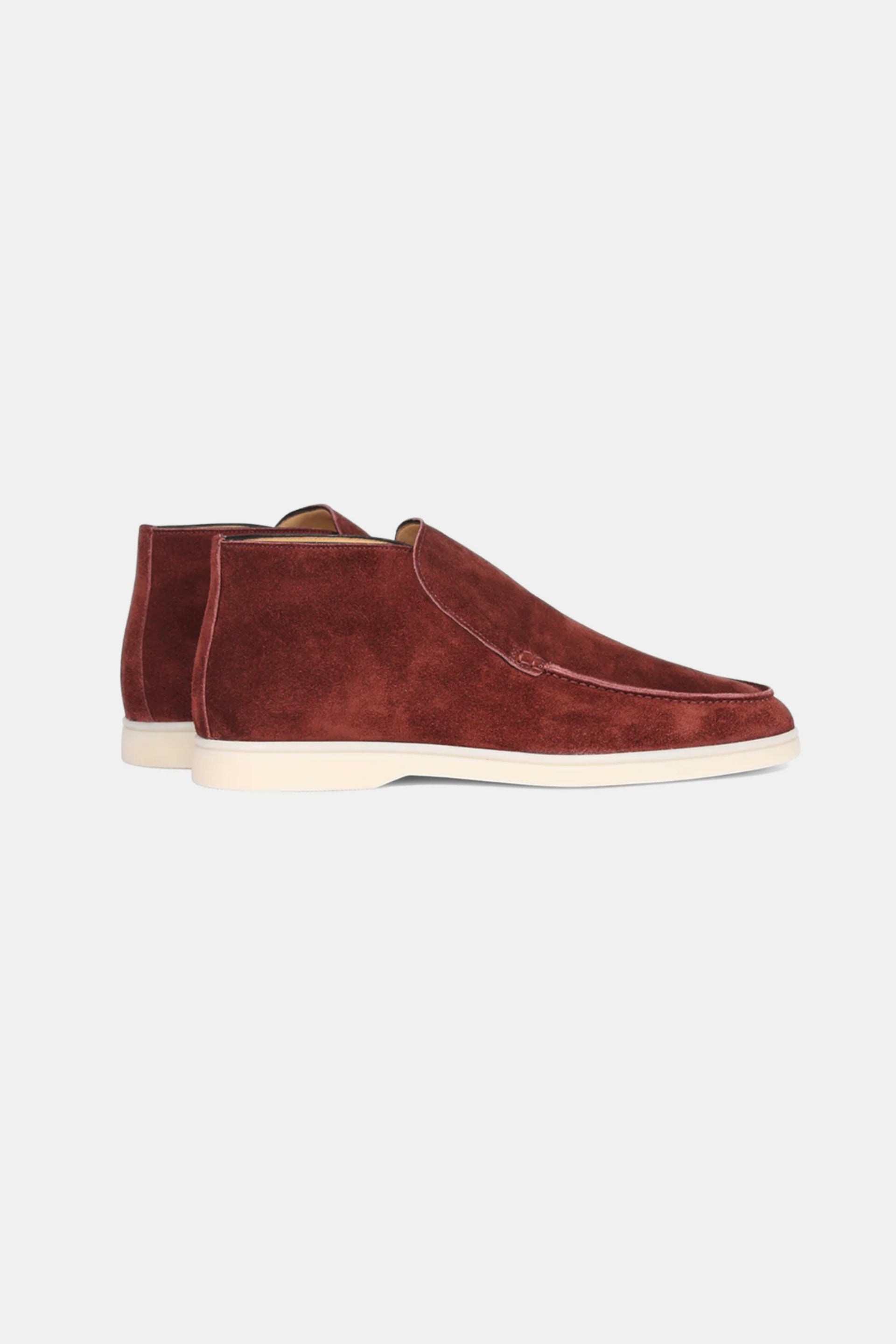 Hoge suede loafers bordeaux rood