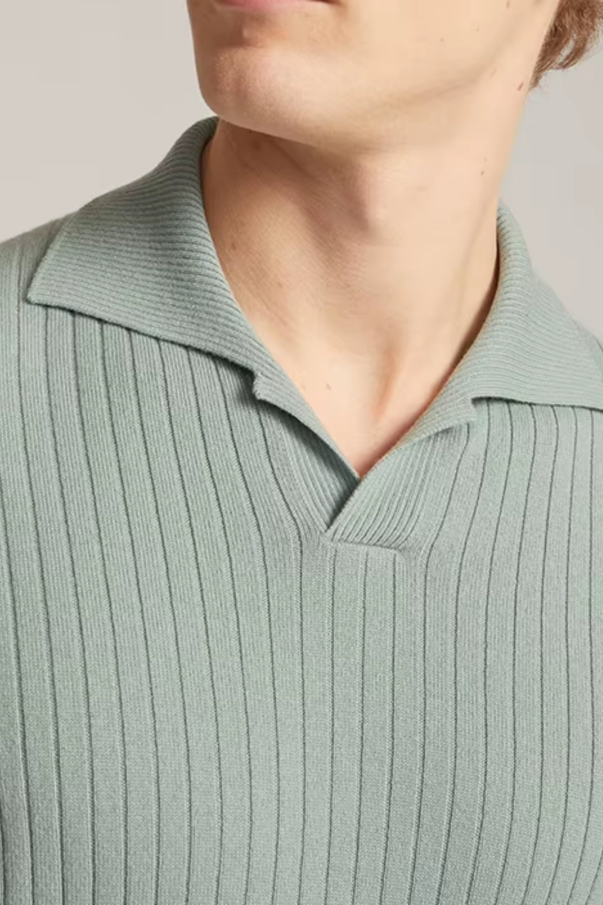 cashwool polo lang mintgroen