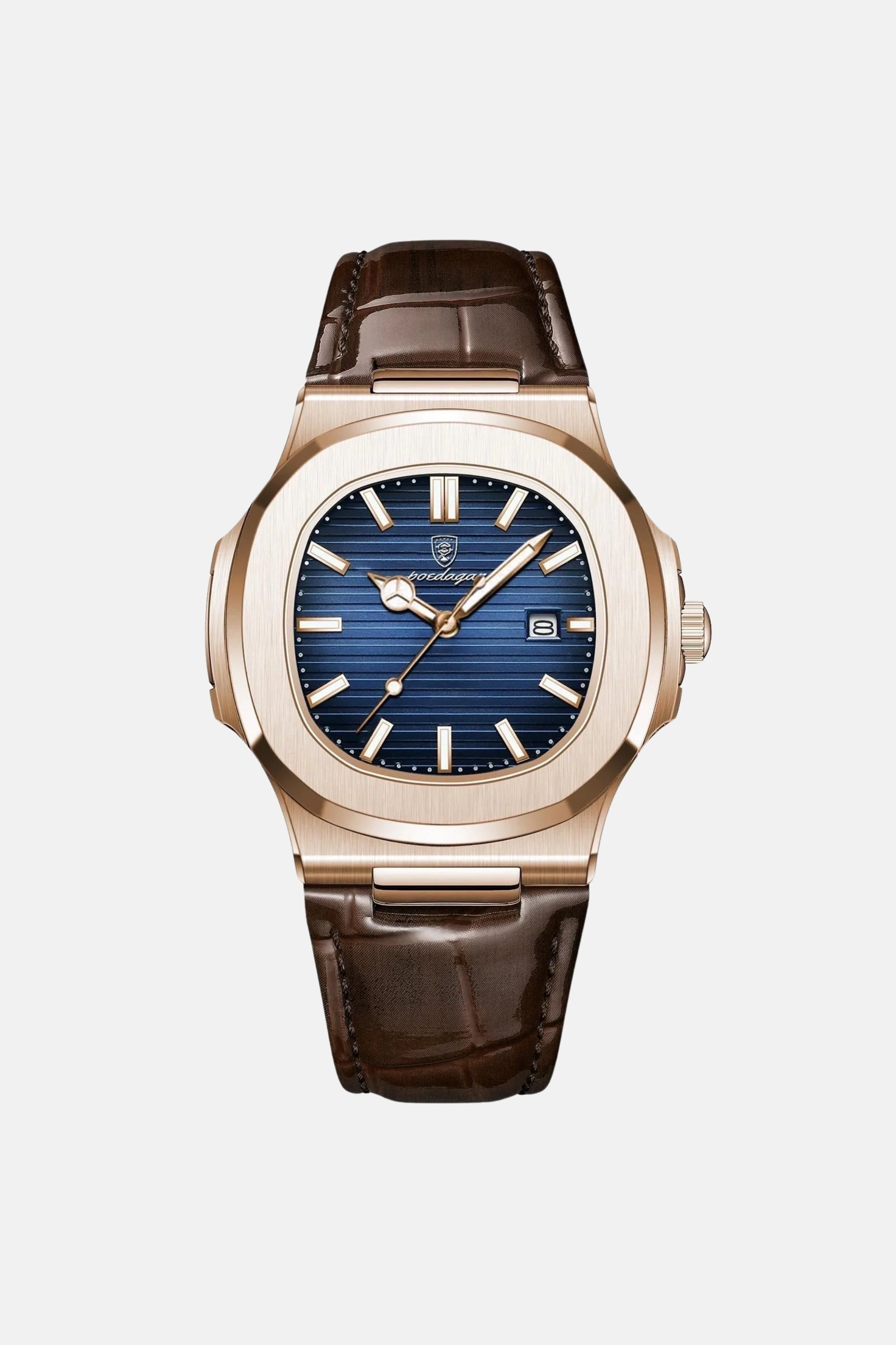Royal leather horloge goud/blauw