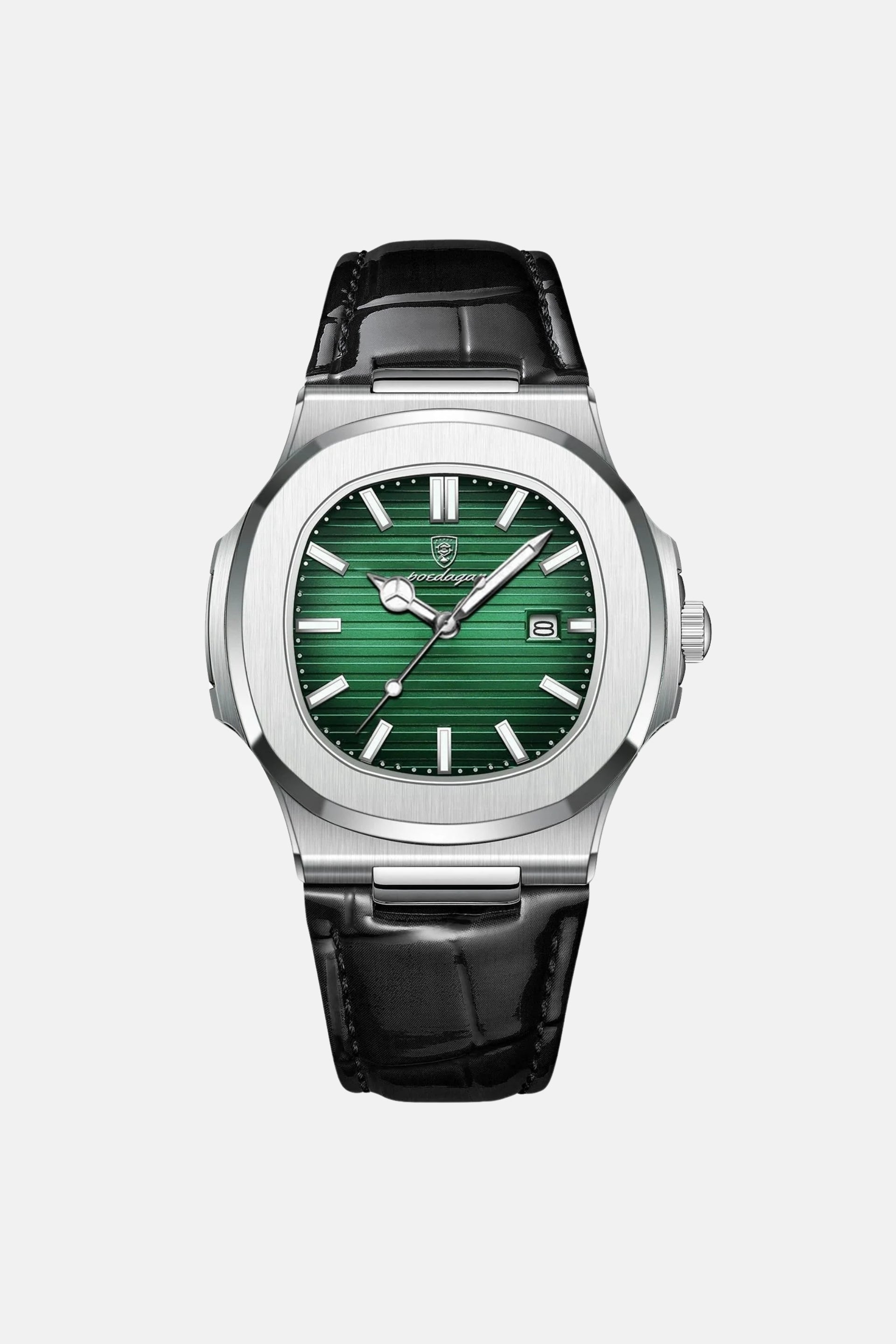 Royal leather horloge zilver/groen