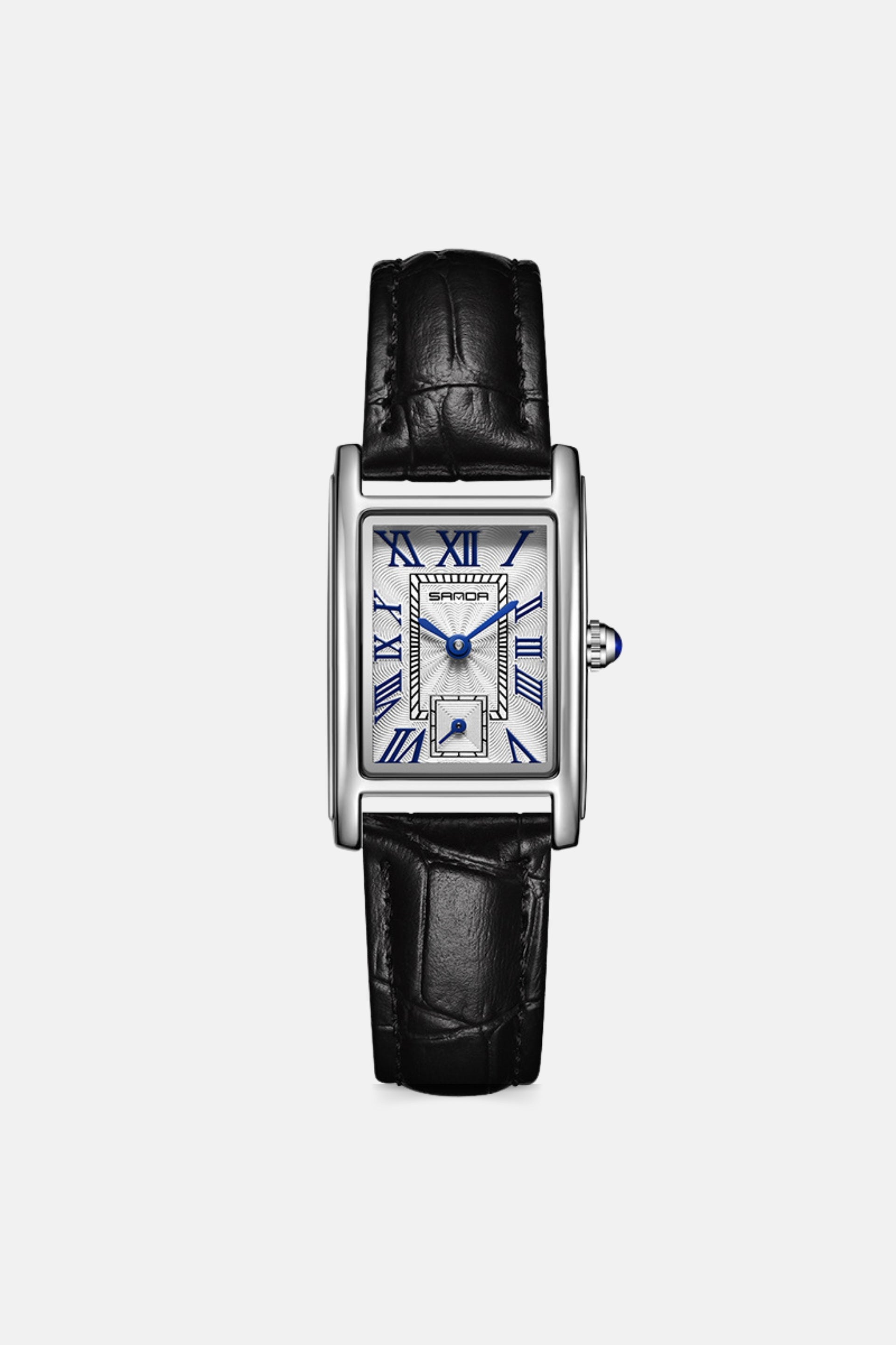 Retro vierkant leather zwart/zilver