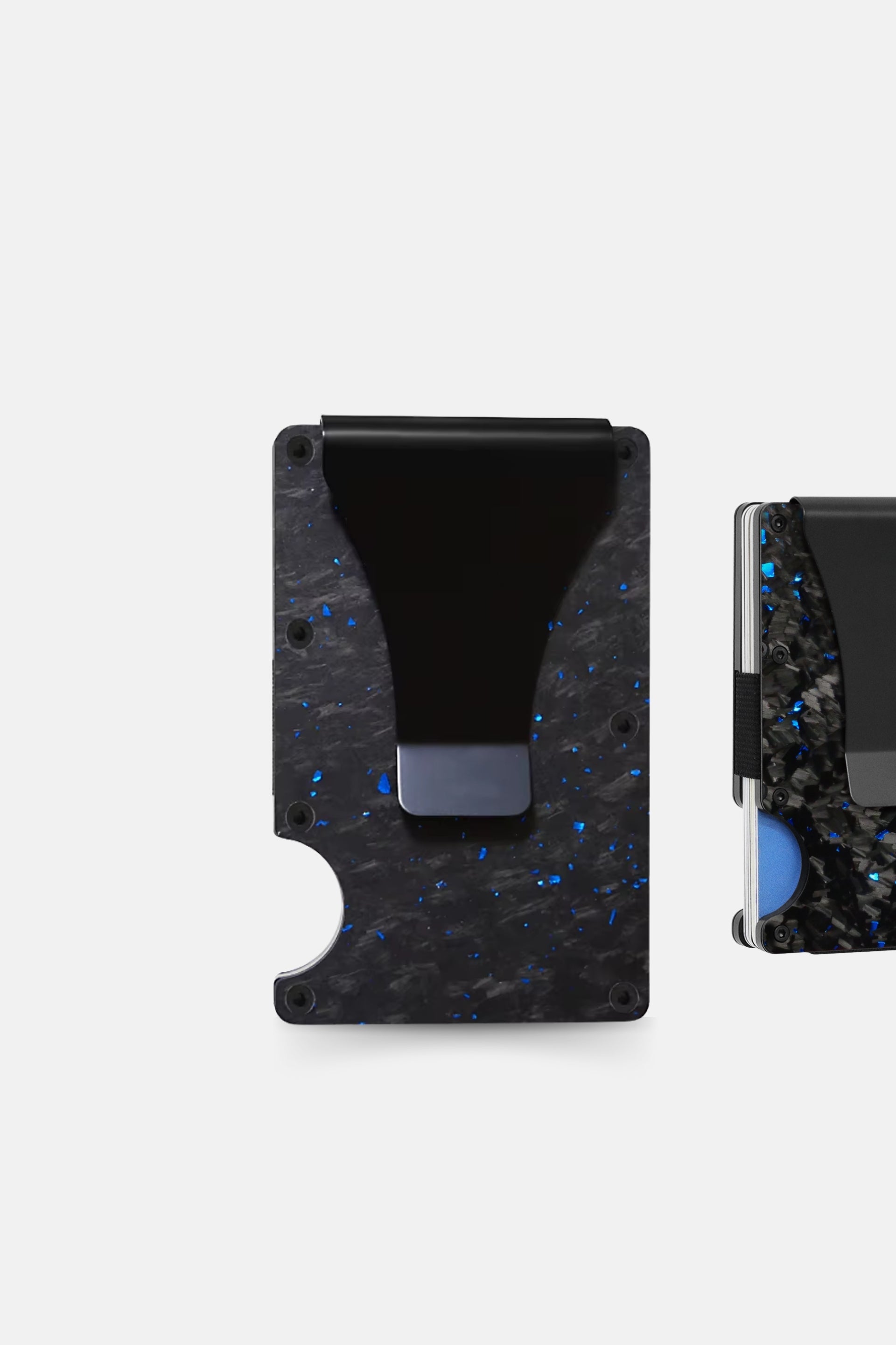 Carbon viber card holder with clip blue