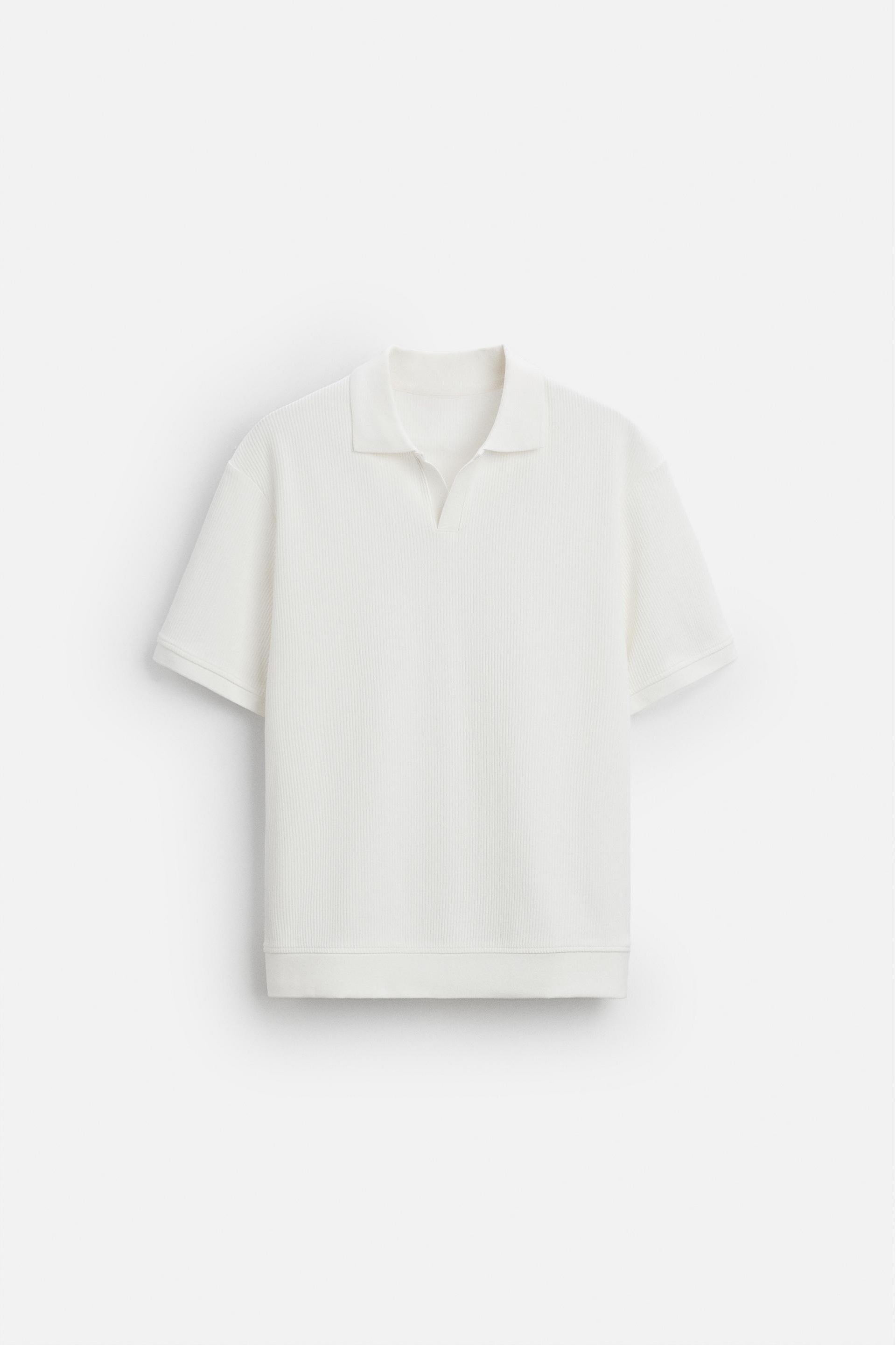 Katoen ribbed polo wit