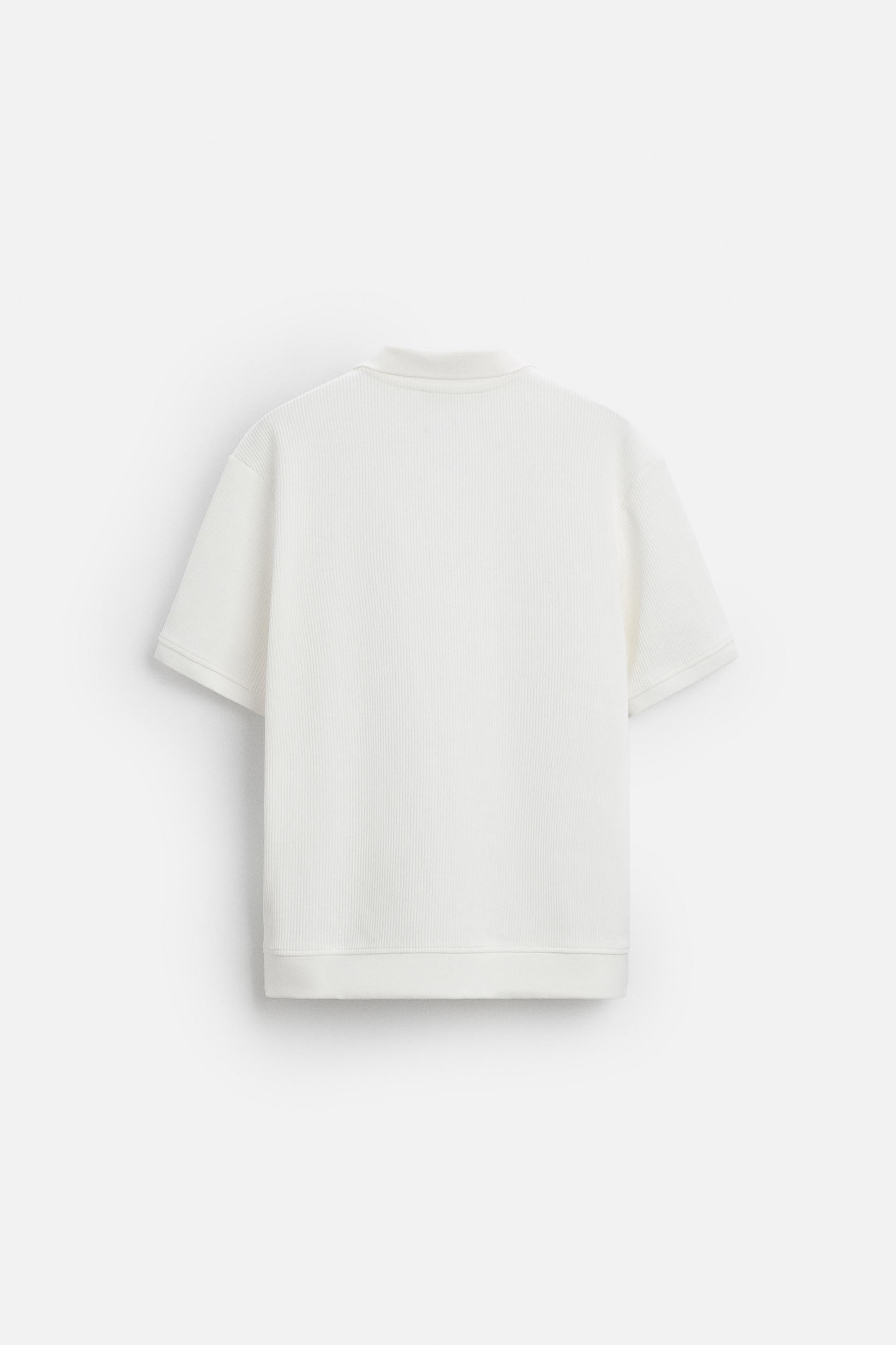 Katoen ribbed polo wit