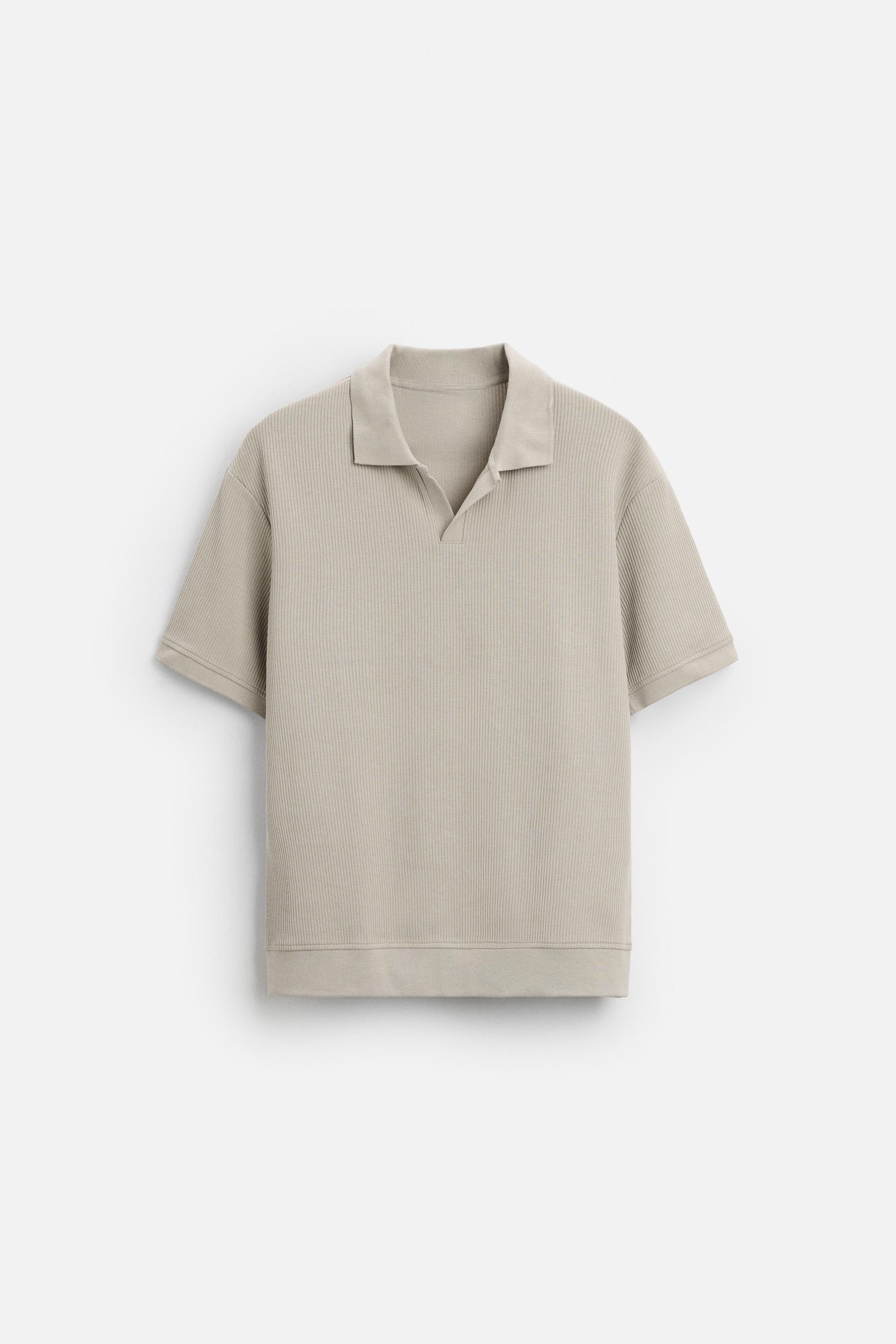 Katoen ribbed polo khaki