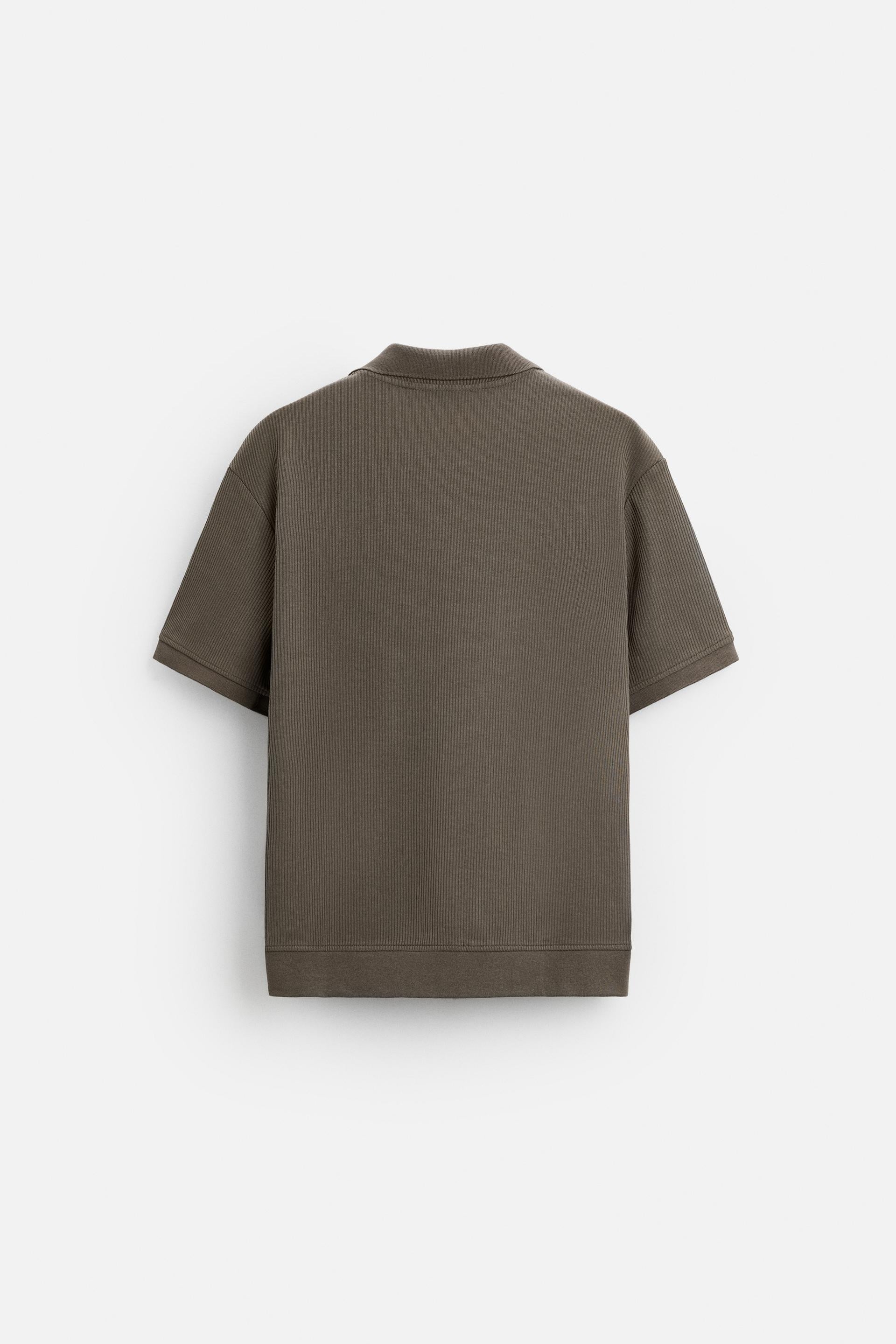 Katoen ribbed polo bruin