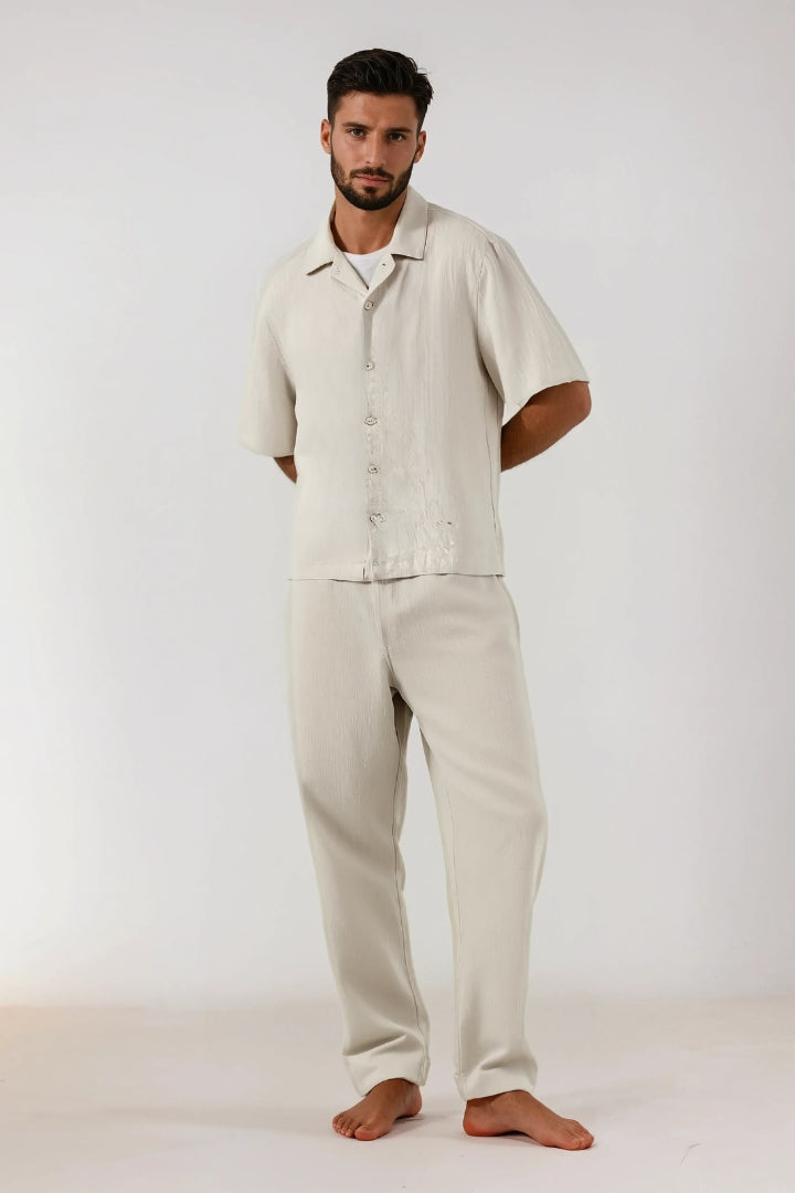 Premium linnen zomer set taupe